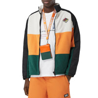 Porte-monnaie zippé en cuir color-block - Orange & Green