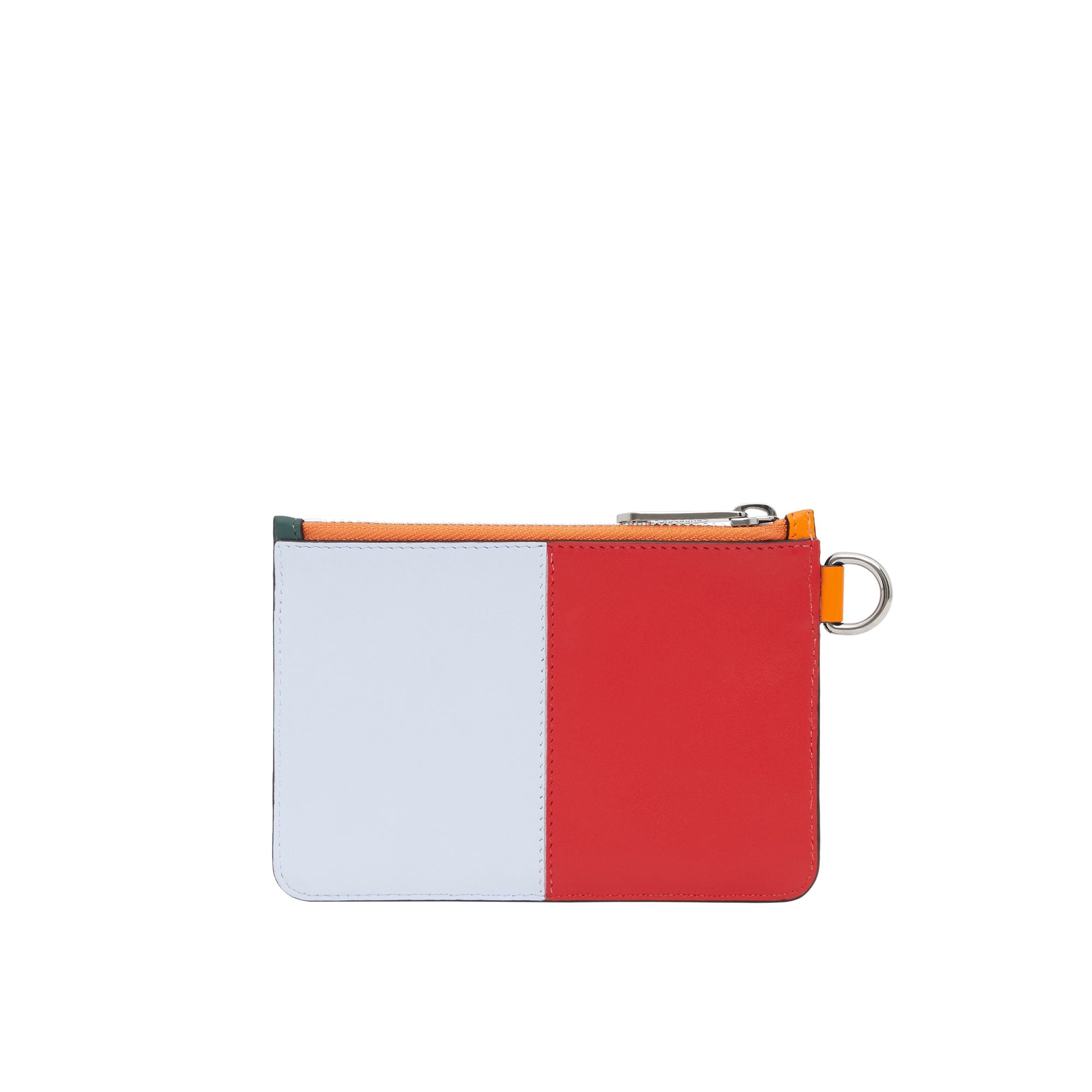 Porte-monnaie zippé en cuir color-block - Orange & Green