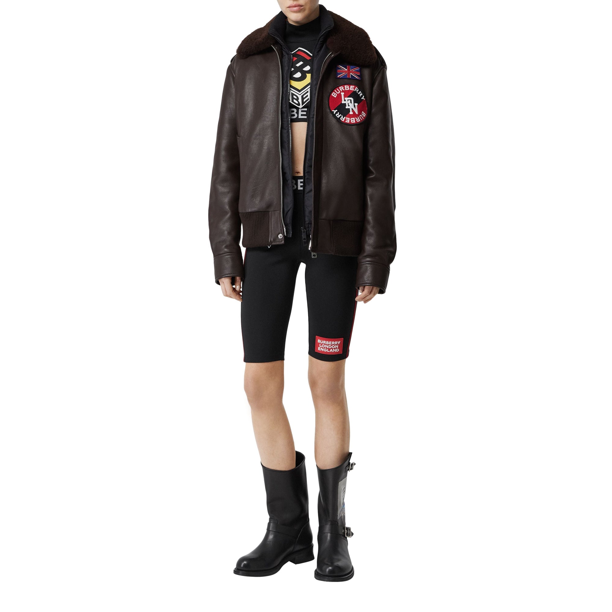 Bombardier avec col en shearling et gilet intérieur amovibles - Dark Brown