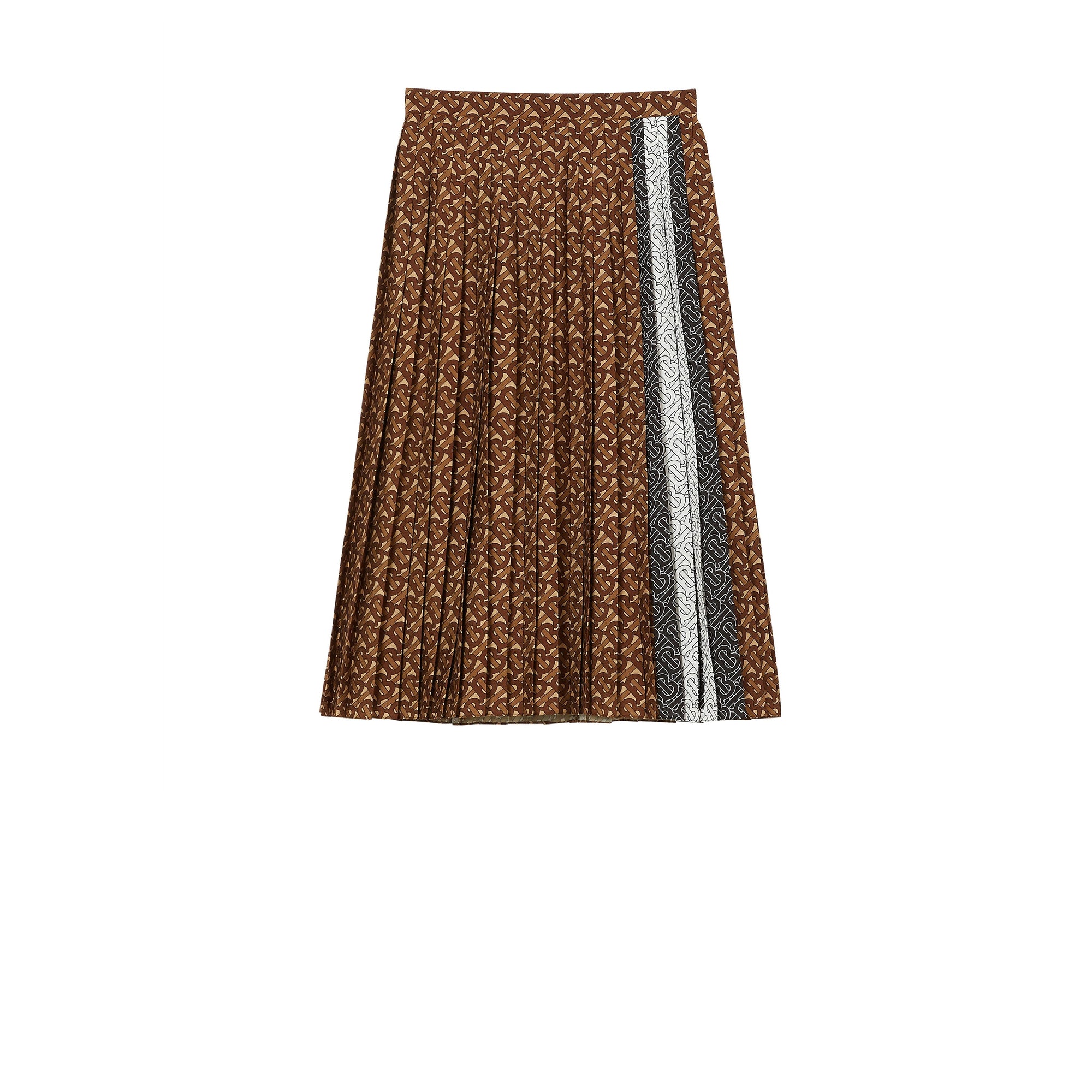 Jupe plissée en crêpe rayée Monogram - Dark Mocha
