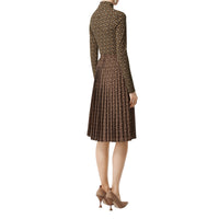 Jupe plissée en crêpe rayée Monogram - Dark Mocha