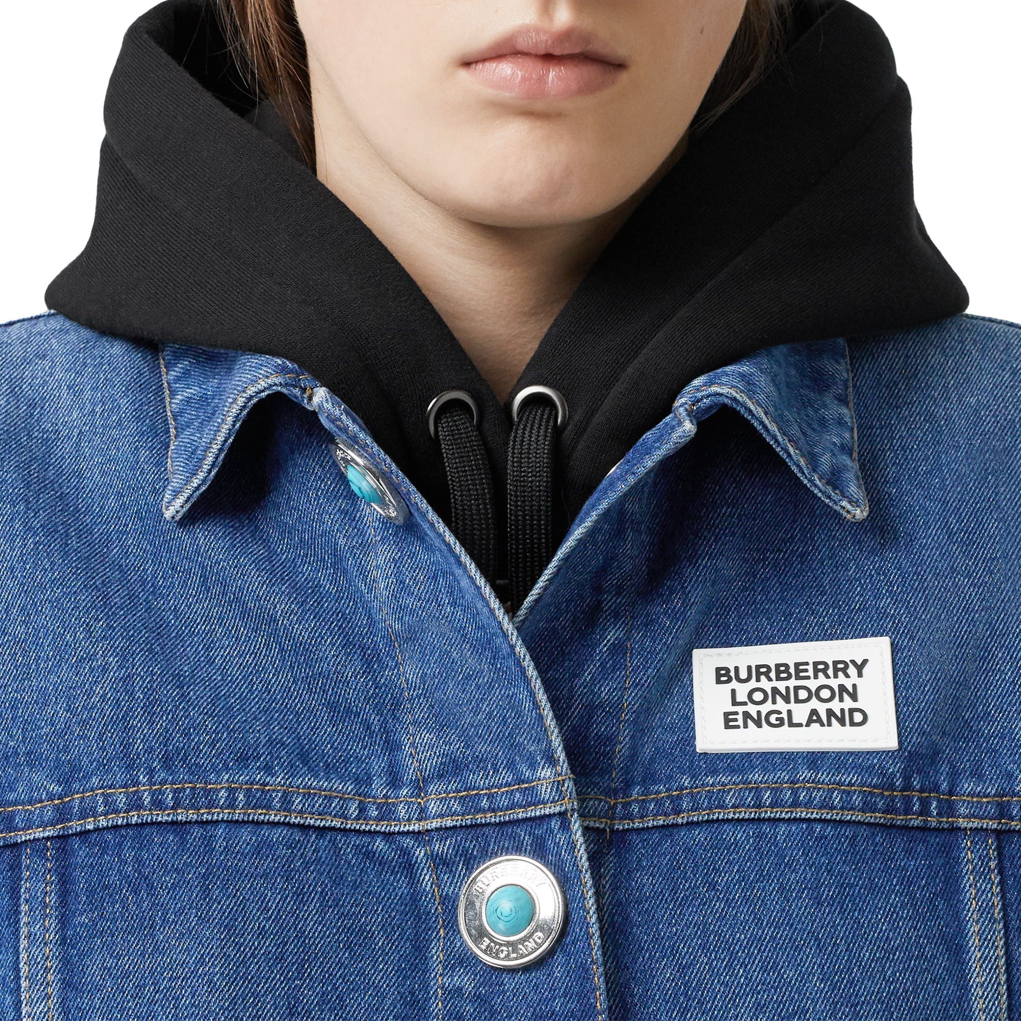 Veste en denim déstructurée avec logo - Indigo
