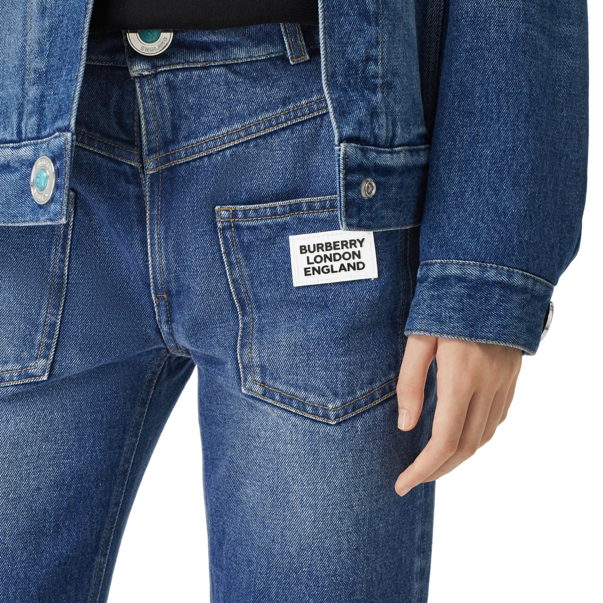 Jean droit déstructuré avec logo - Indigo