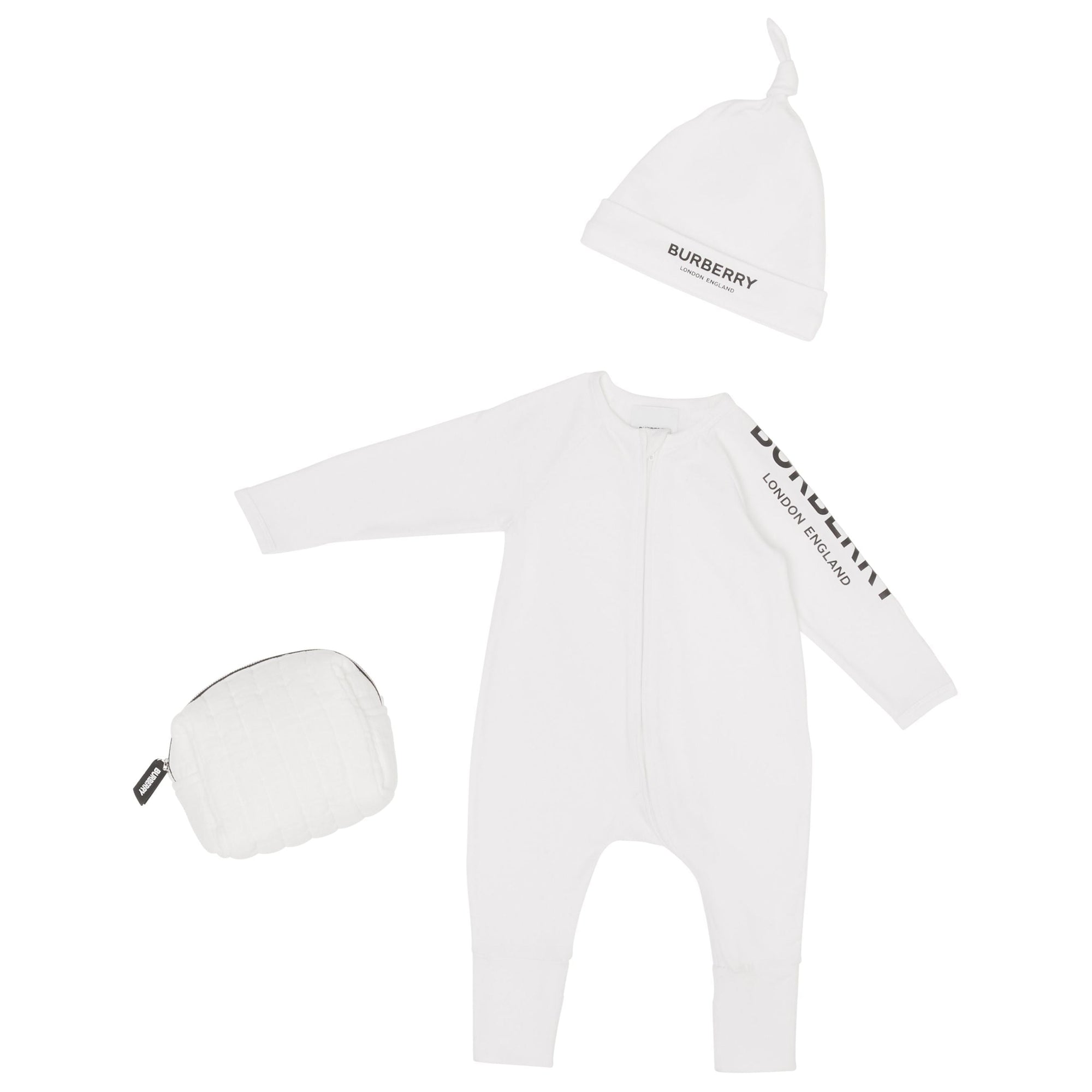 Coffret cadeau deux pièces pour bébé en coton stretch avec logo - White