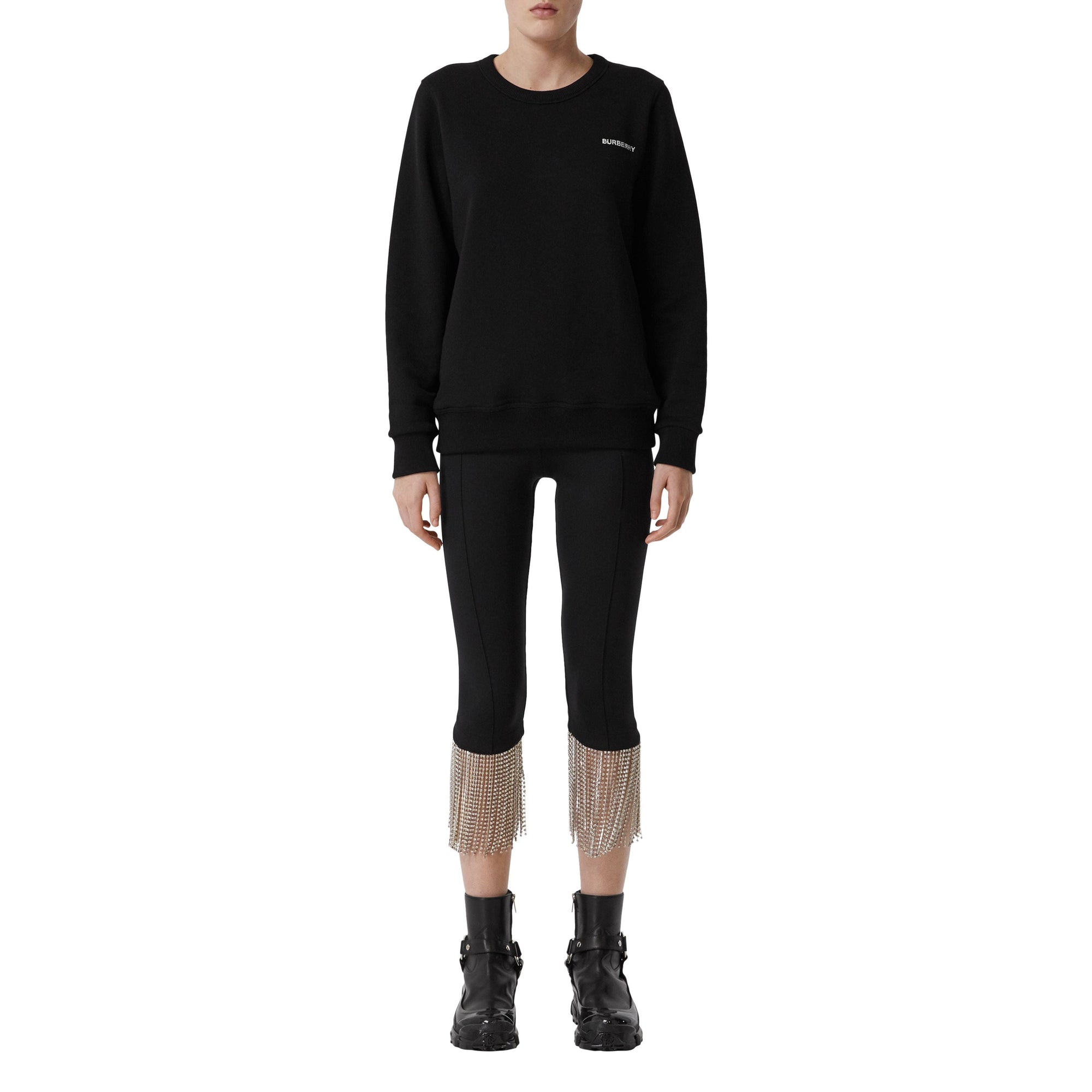Sweat-shirt oversize en coton Monogram avec cristaux - Black