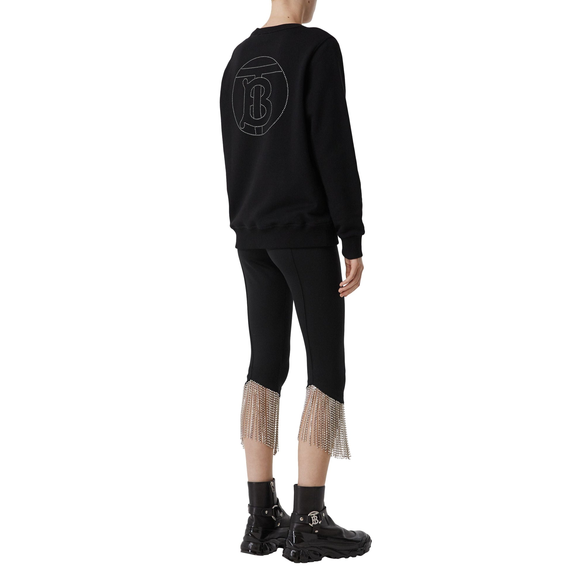 Sweat-shirt oversize en coton Monogram avec cristaux - Black