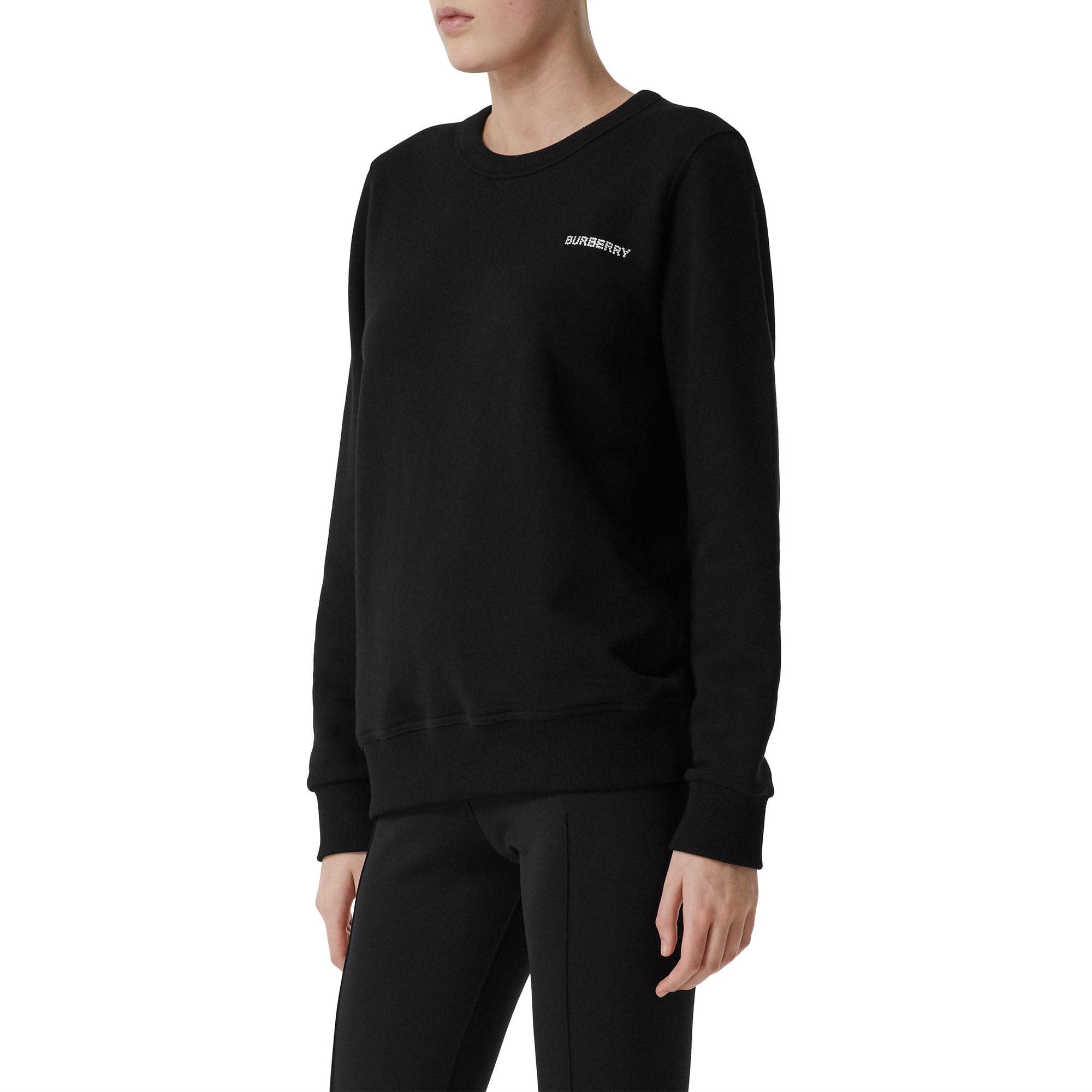 Sweat-shirt oversize en coton Monogram avec cristaux - Black