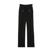 Pantalon ajusté en laine et mohair avec poches - Black
