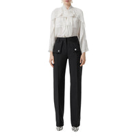 Pantalon ajusté en laine et mohair avec poches - Black