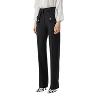 Pantalon ajusté en laine et mohair avec poches - Black