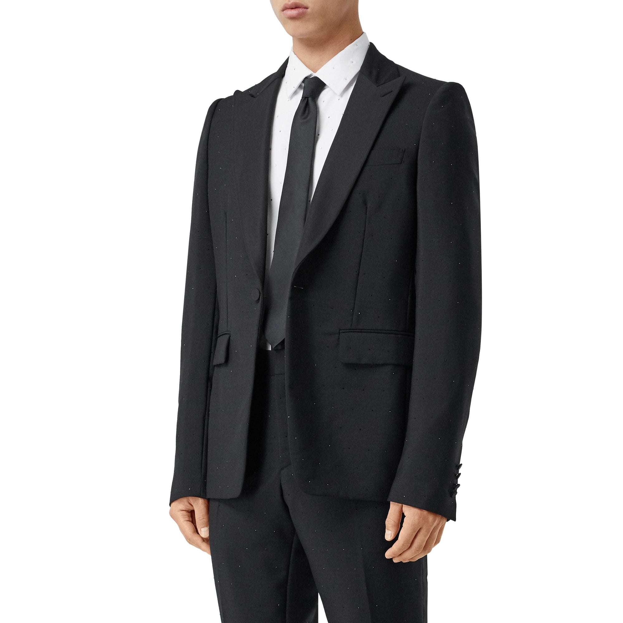 Veste de costume en laine et mohair avec ornements - Black