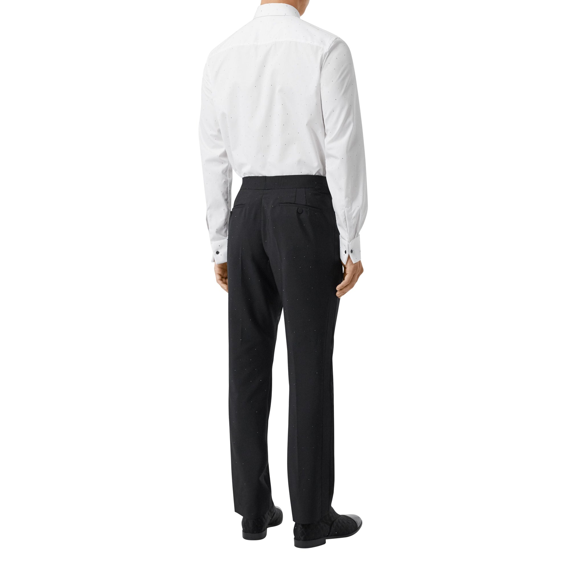 Pantalon de costume classique en mohair et laine avec ornements - Black