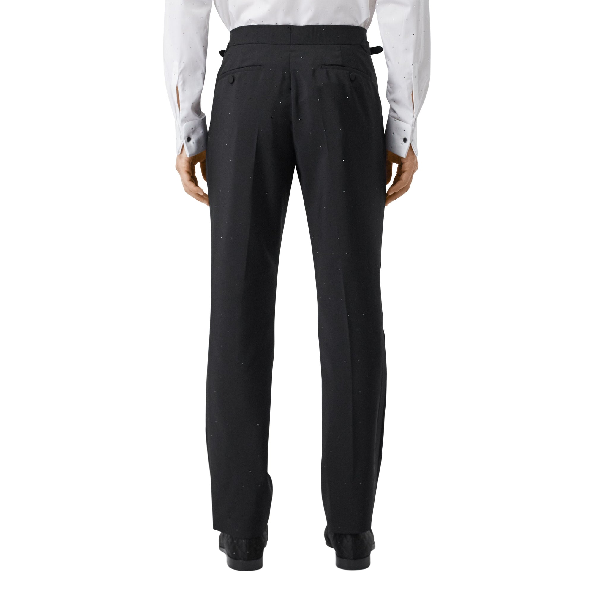 Pantalon de costume classique en mohair et laine avec ornements - Black
