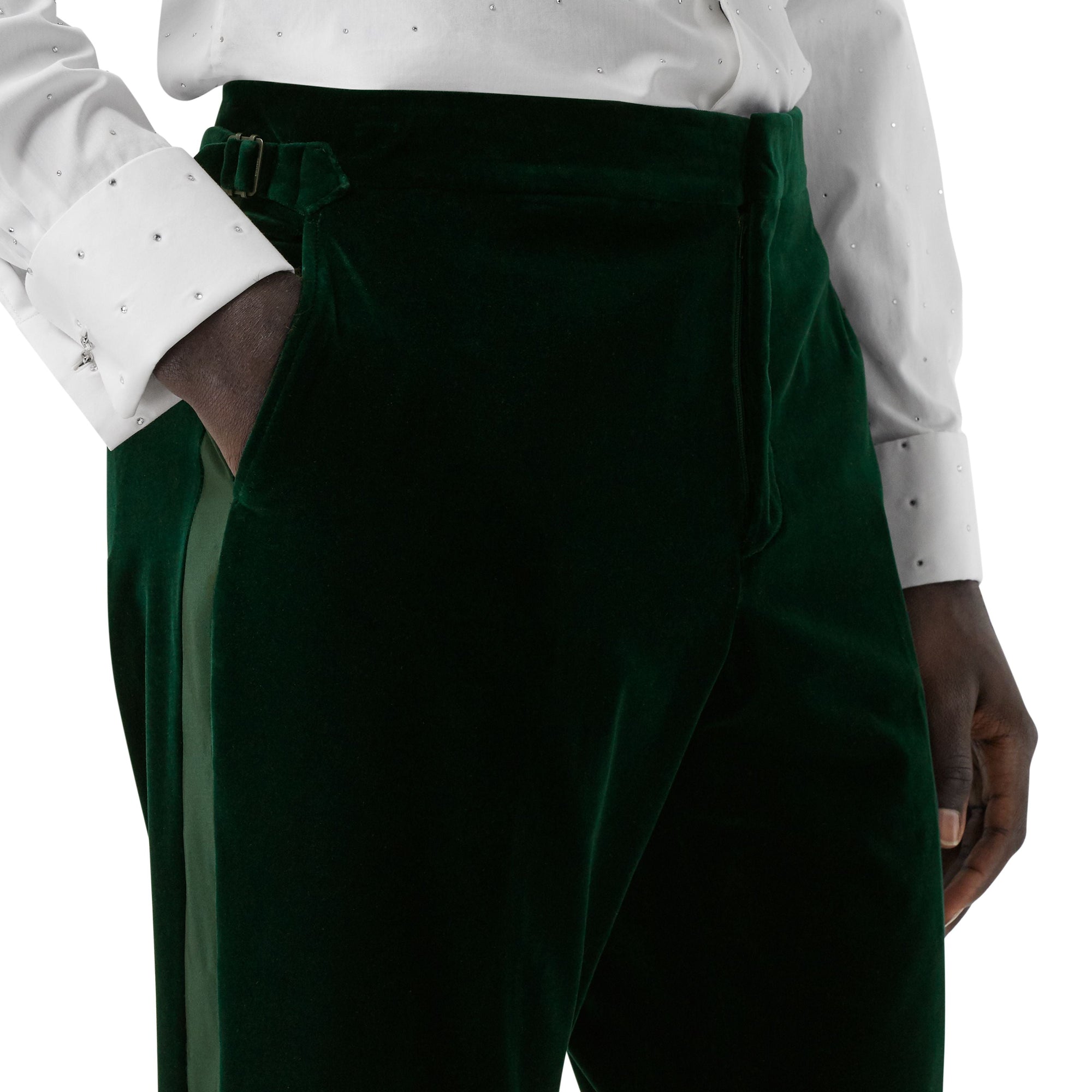 Pantalon de costume classique en velours et soie - Dark Pine Green