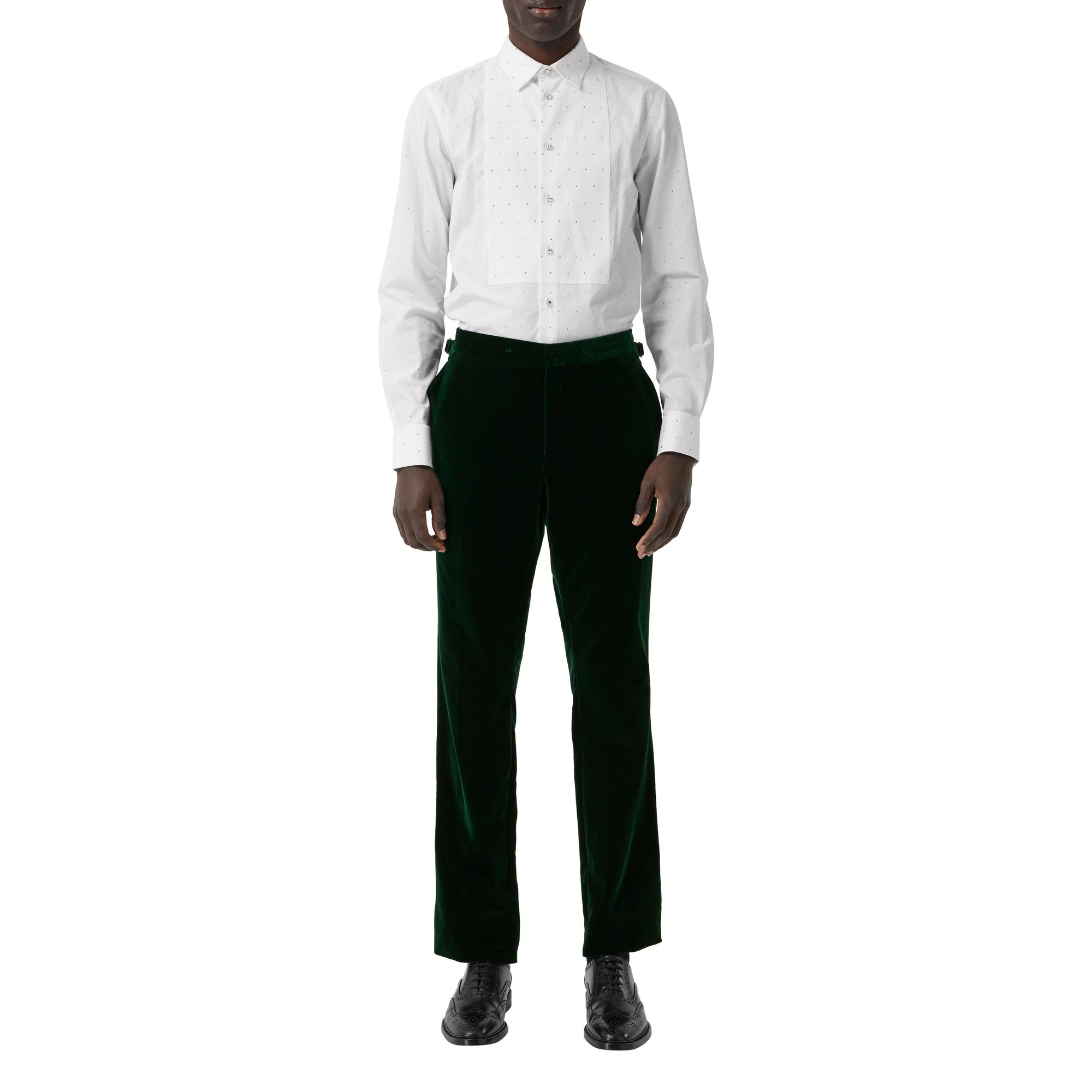 Pantalon de costume classique en velours et soie - Dark Pine Green