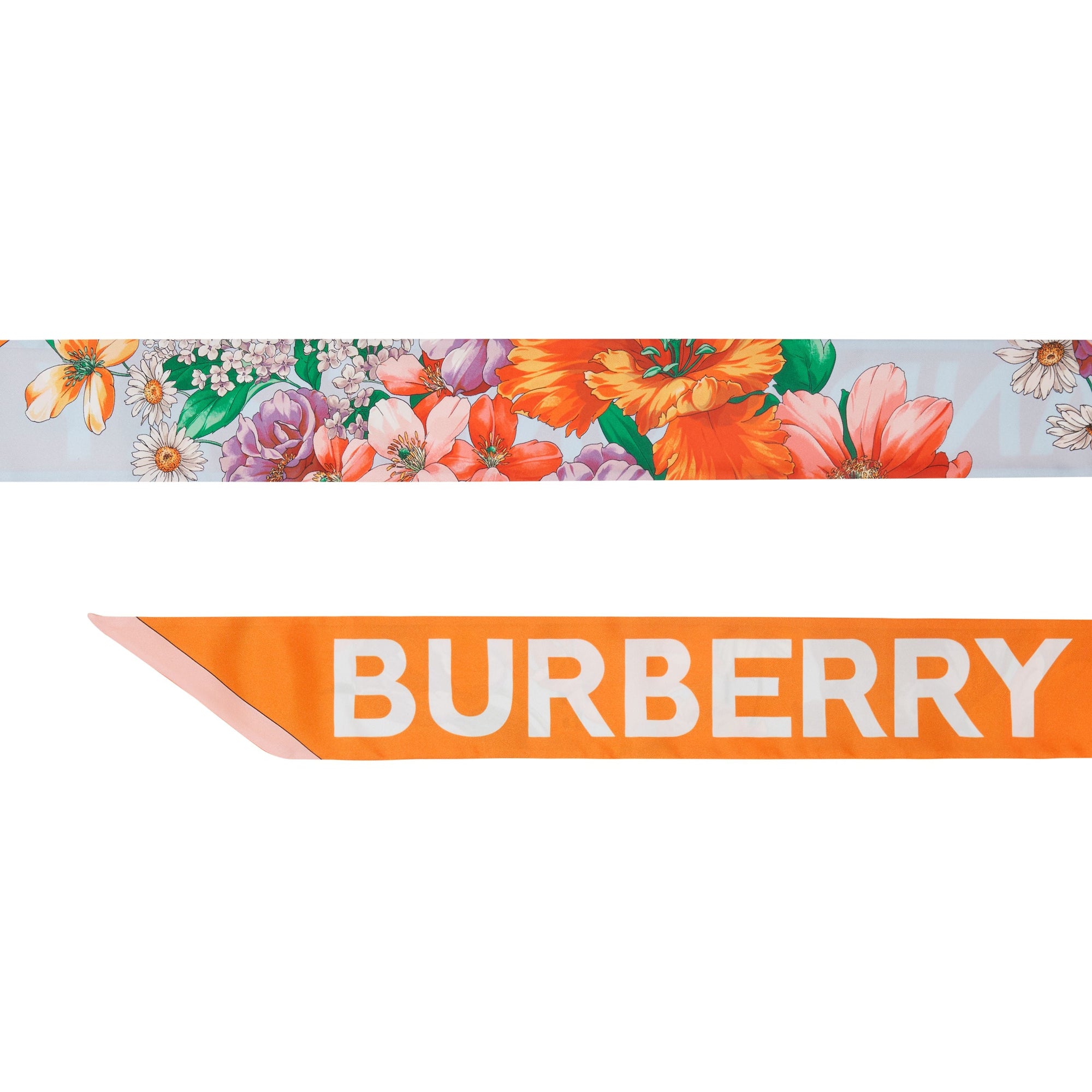 Foulard ultrafin en soie avec imprimé floral et logo - Bright Orange