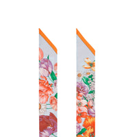 Foulard ultrafin en soie avec imprimé floral et logo - Bright Orange