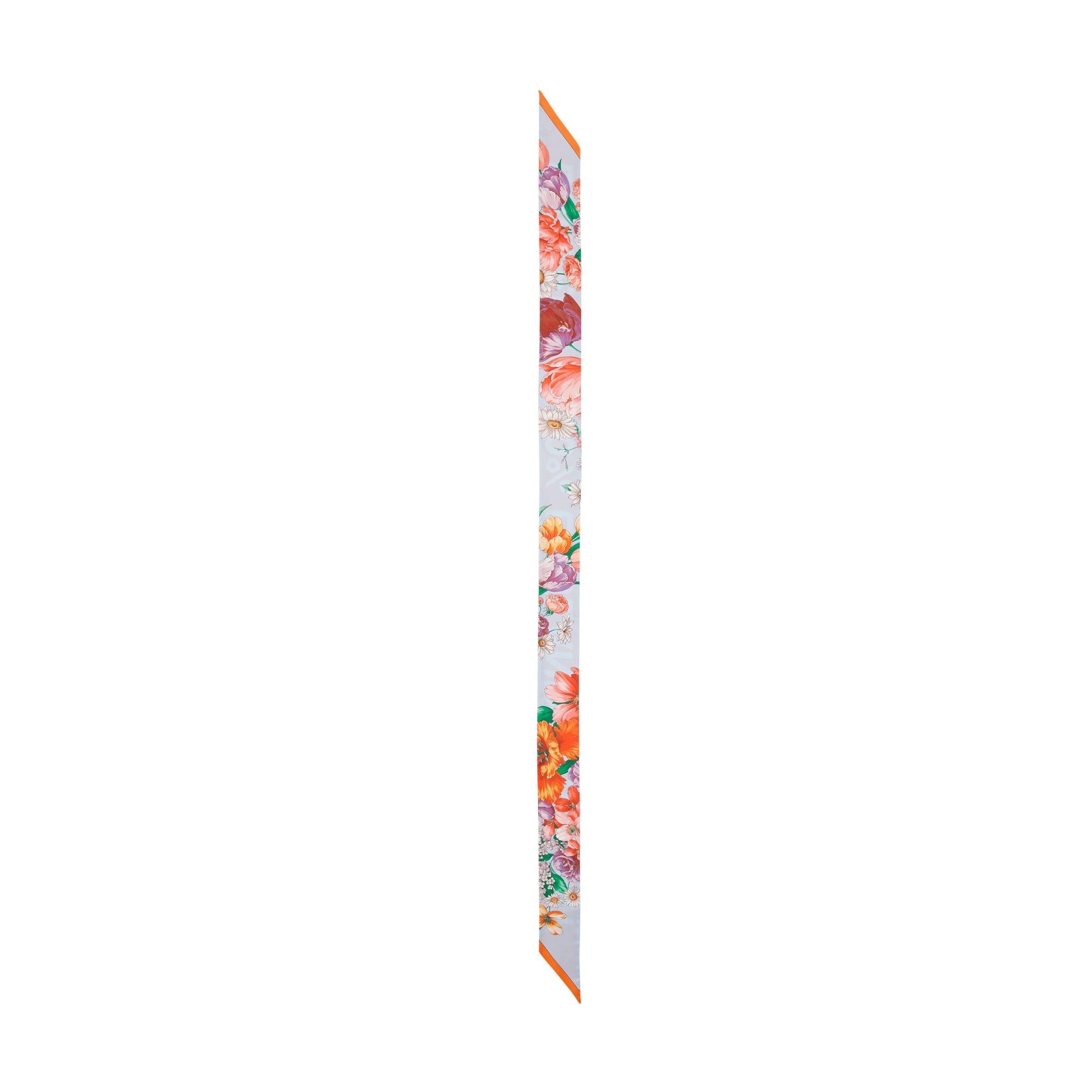 Foulard ultrafin en soie avec imprimé floral et logo - Bright Orange