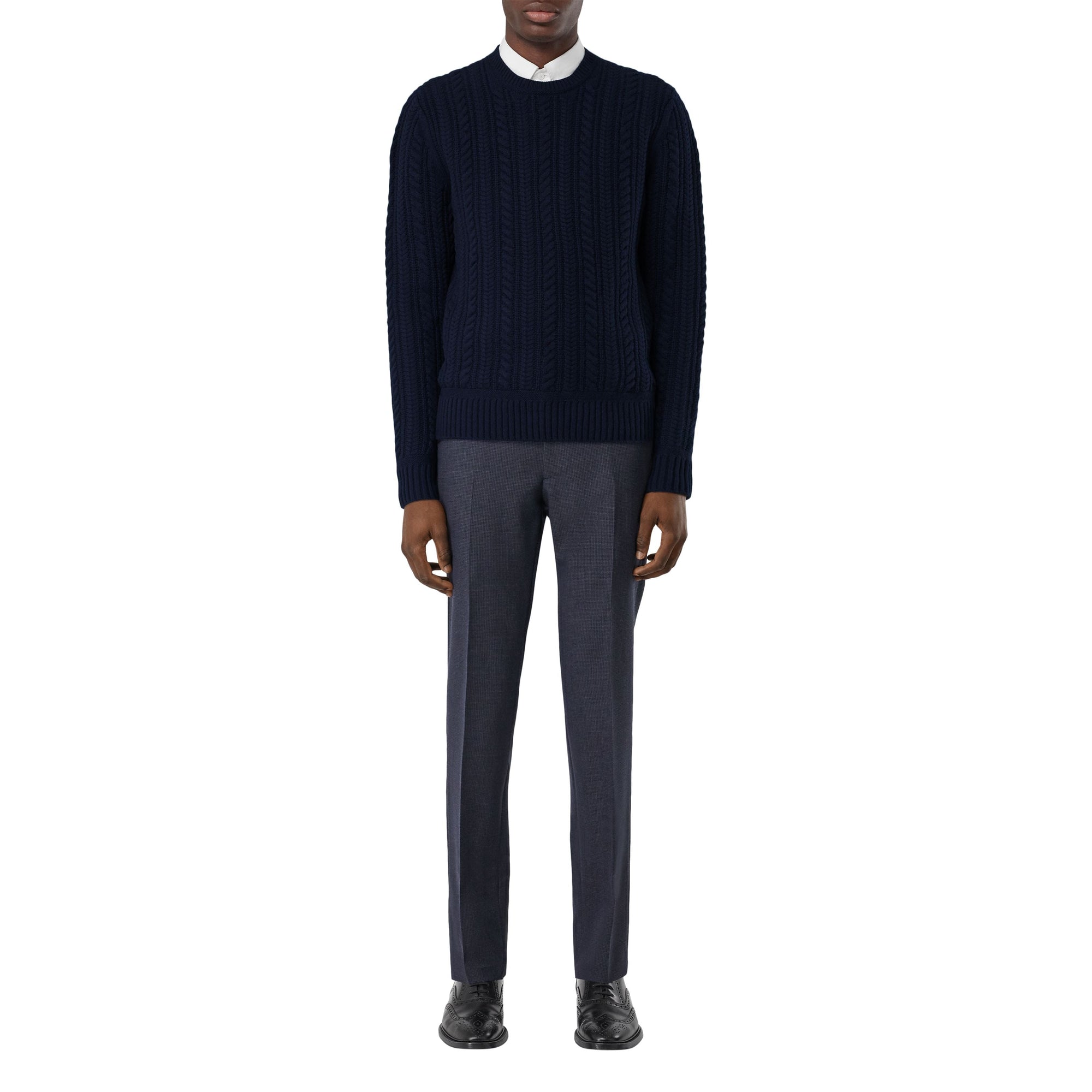 Pull en cachemire à maille torsadée - Navy