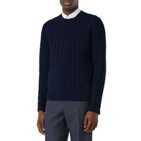 Pull en cachemire à maille torsadée - Navy