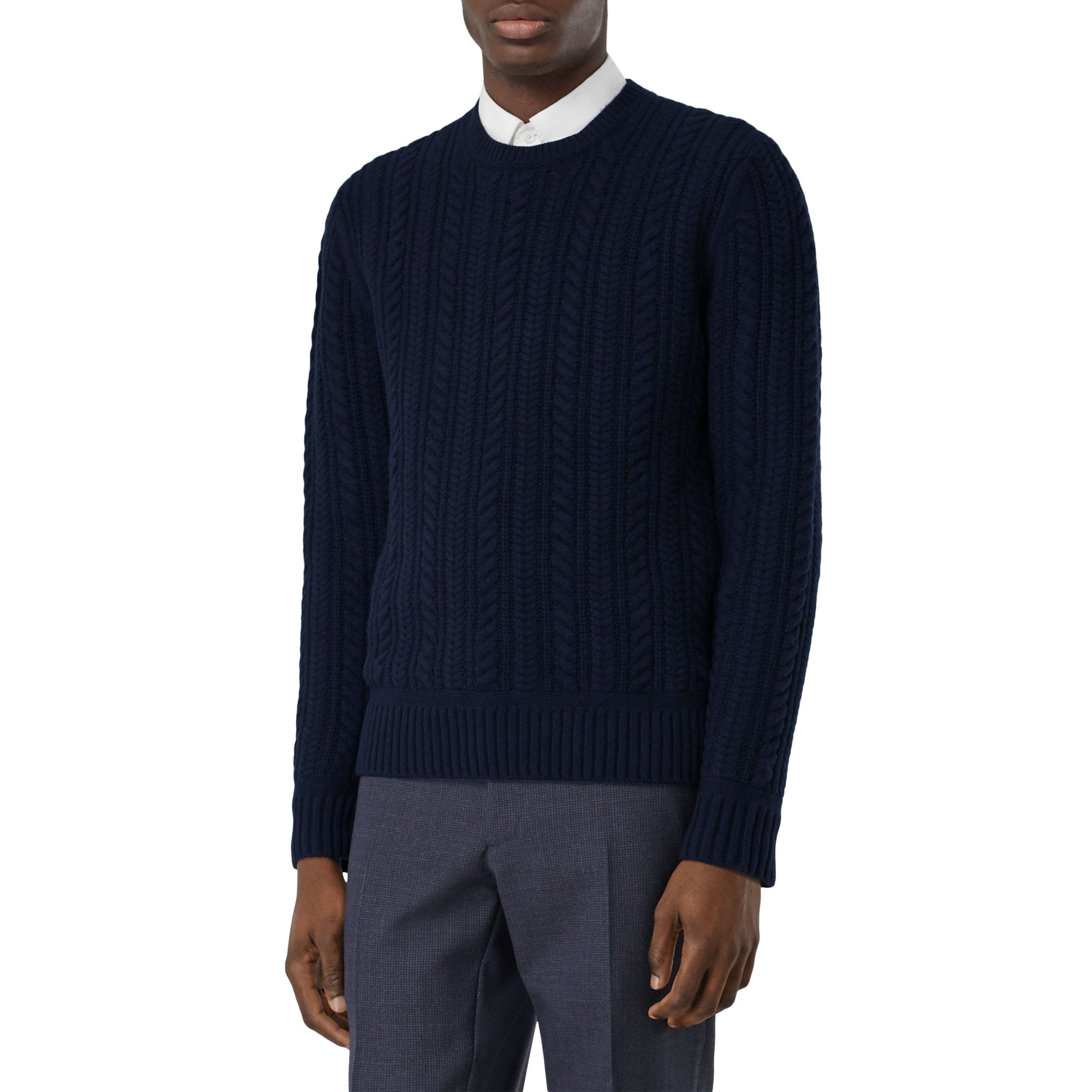 Pull en cachemire à maille torsadée - Navy