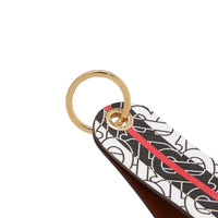 Porte-clés en cuir et toile écologique rayé Monogram - Bridle Brown