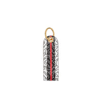 Porte-clés en cuir et toile écologique rayé Monogram - Bridle Brown