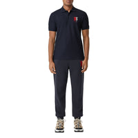 Polo en piqué de coton avec logo bicolore - Navy