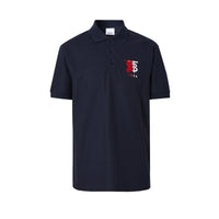 Polo en piqué de coton avec logo bicolore - Navy