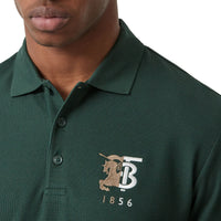 Polo à manches longues en coton avec logo bicolore - Dark Pine Green