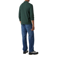 Polo à manches longues en coton avec logo bicolore - Dark Pine Green