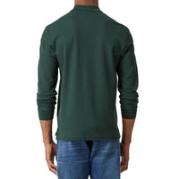 Polo à manches longues en coton avec logo bicolore - Dark Pine Green