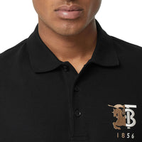 Polo en piqué de coton avec logo bicolore - Black