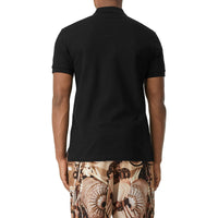 Polo en piqué de coton avec logo bicolore - Black