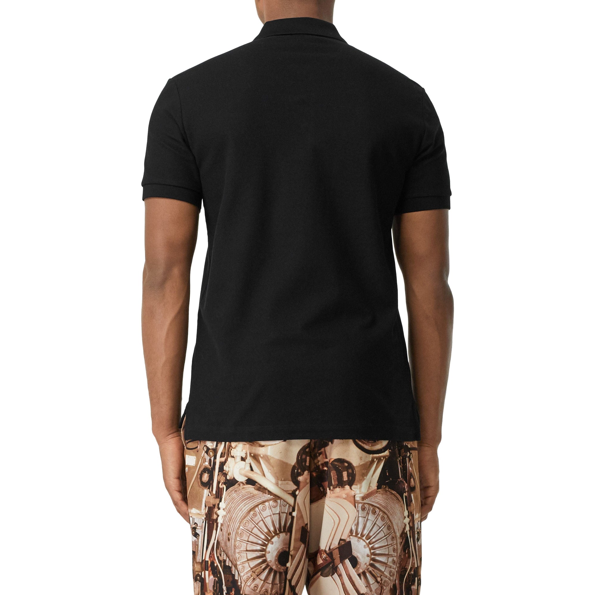Polo en piqué de coton avec logo bicolore - Black