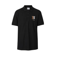 Polo en piqué de coton avec logo bicolore - Black