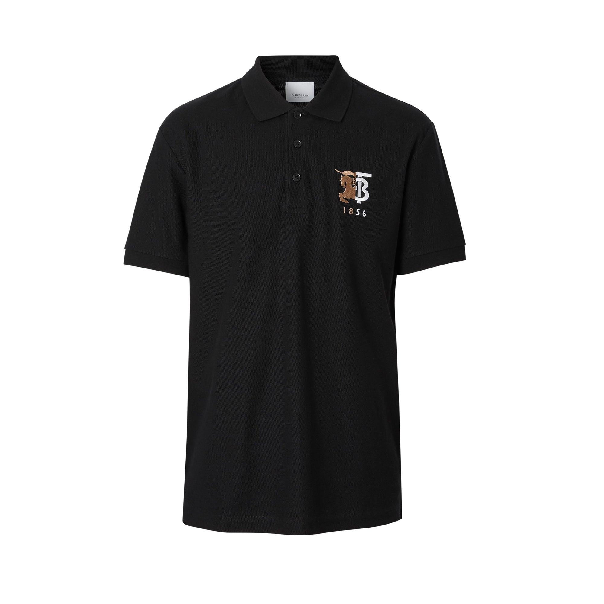 Polo en piqué de coton avec logo bicolore - Black