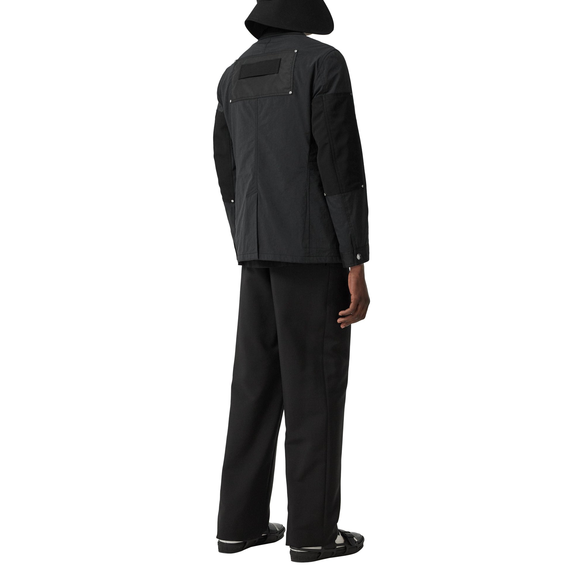 Veste de costume slim en nylon et laine à panneaux - Black