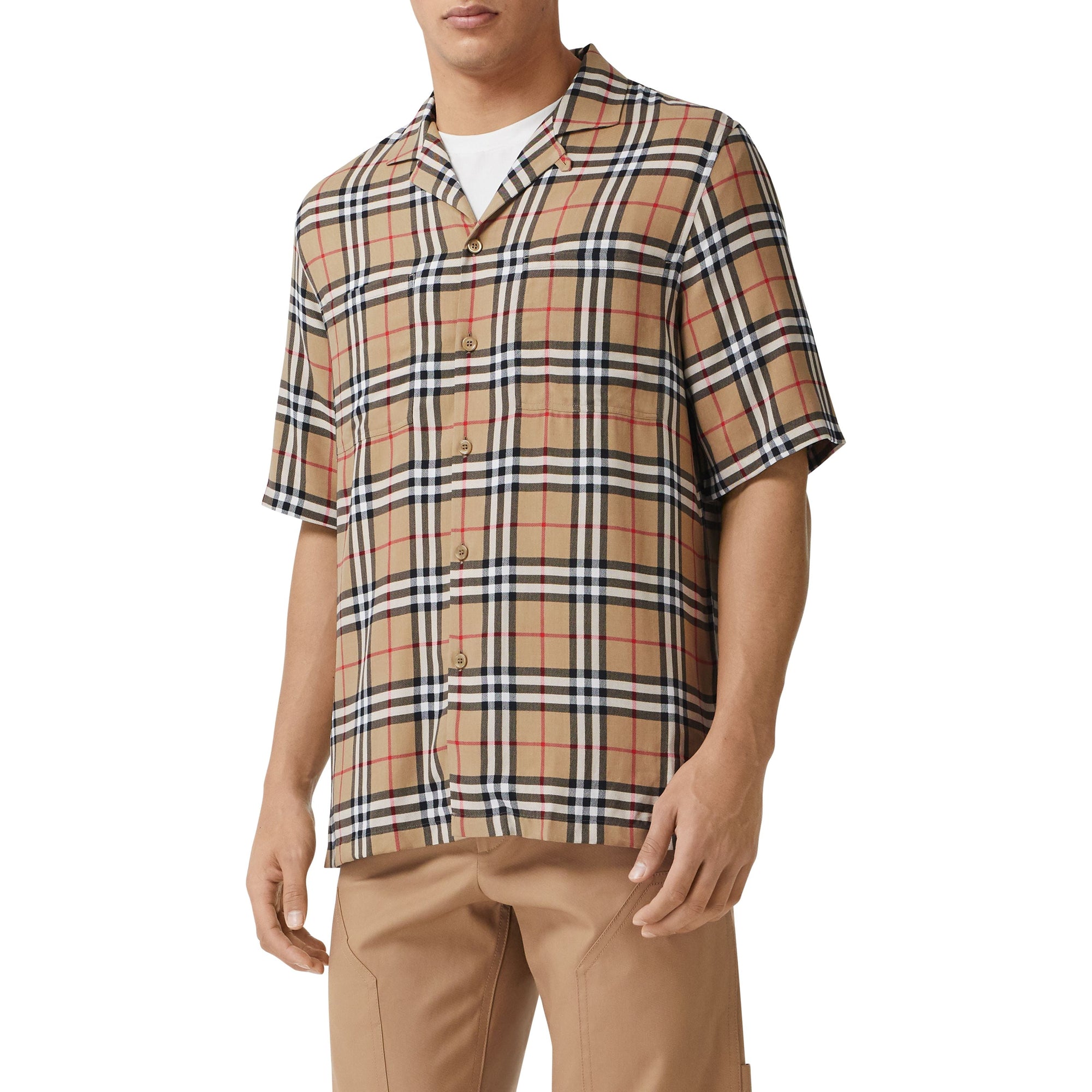 Chemise à manches courtes en sergé Vintage check - Archive Beige