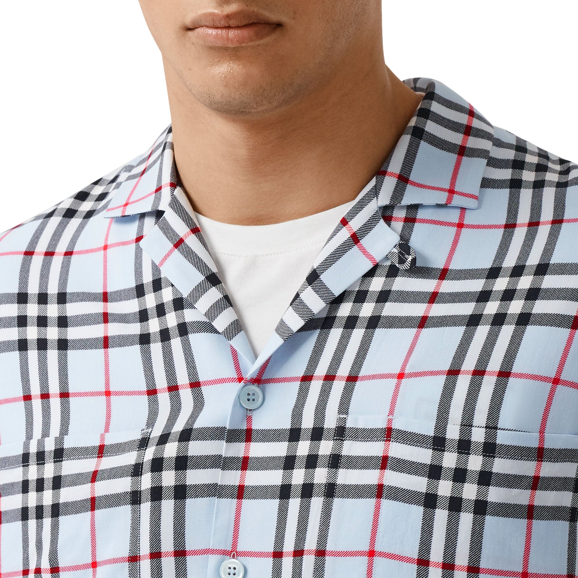 Chemise à manches courtes en sergé Vintage check - Pale Blue