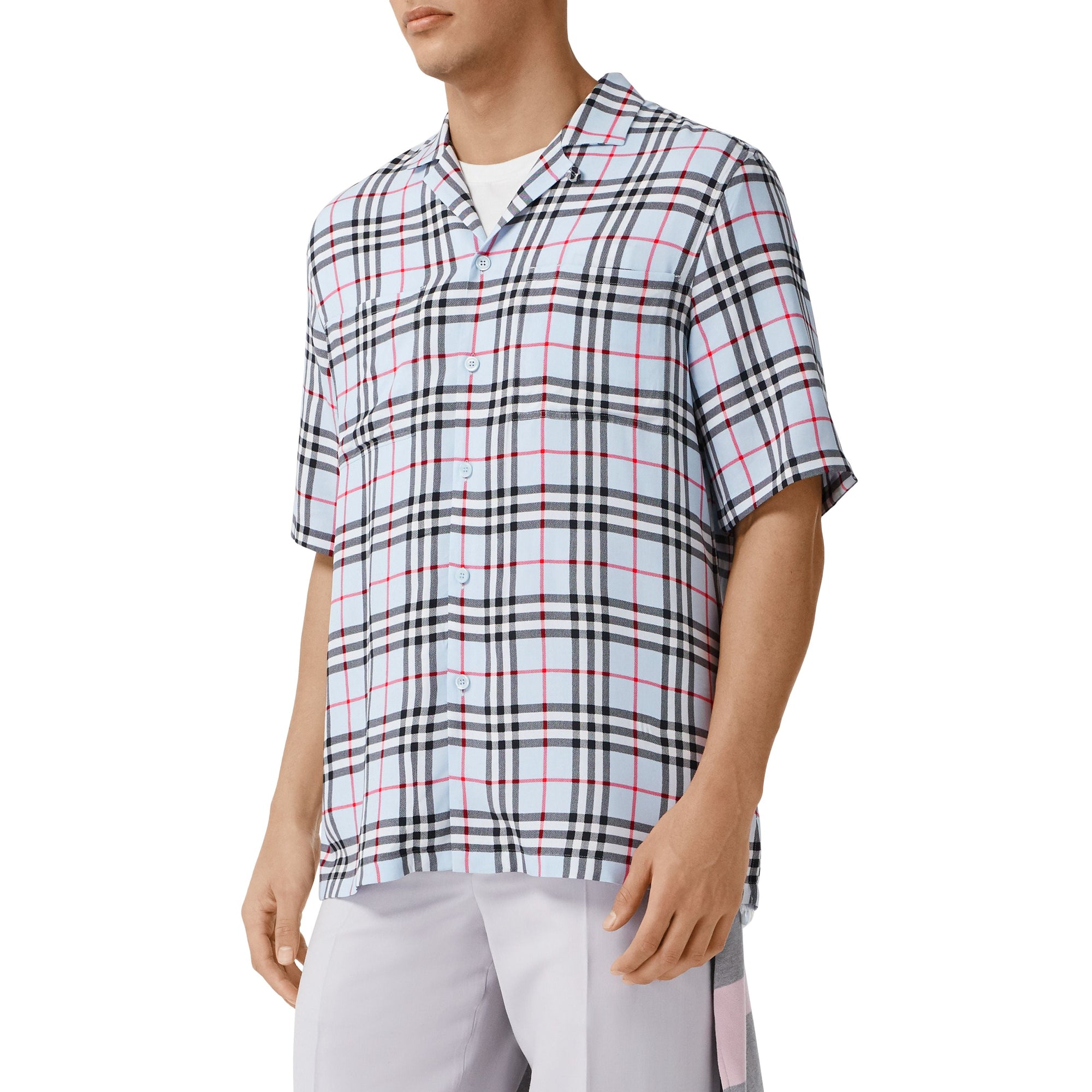 Chemise à manches courtes en sergé Vintage check - Pale Blue