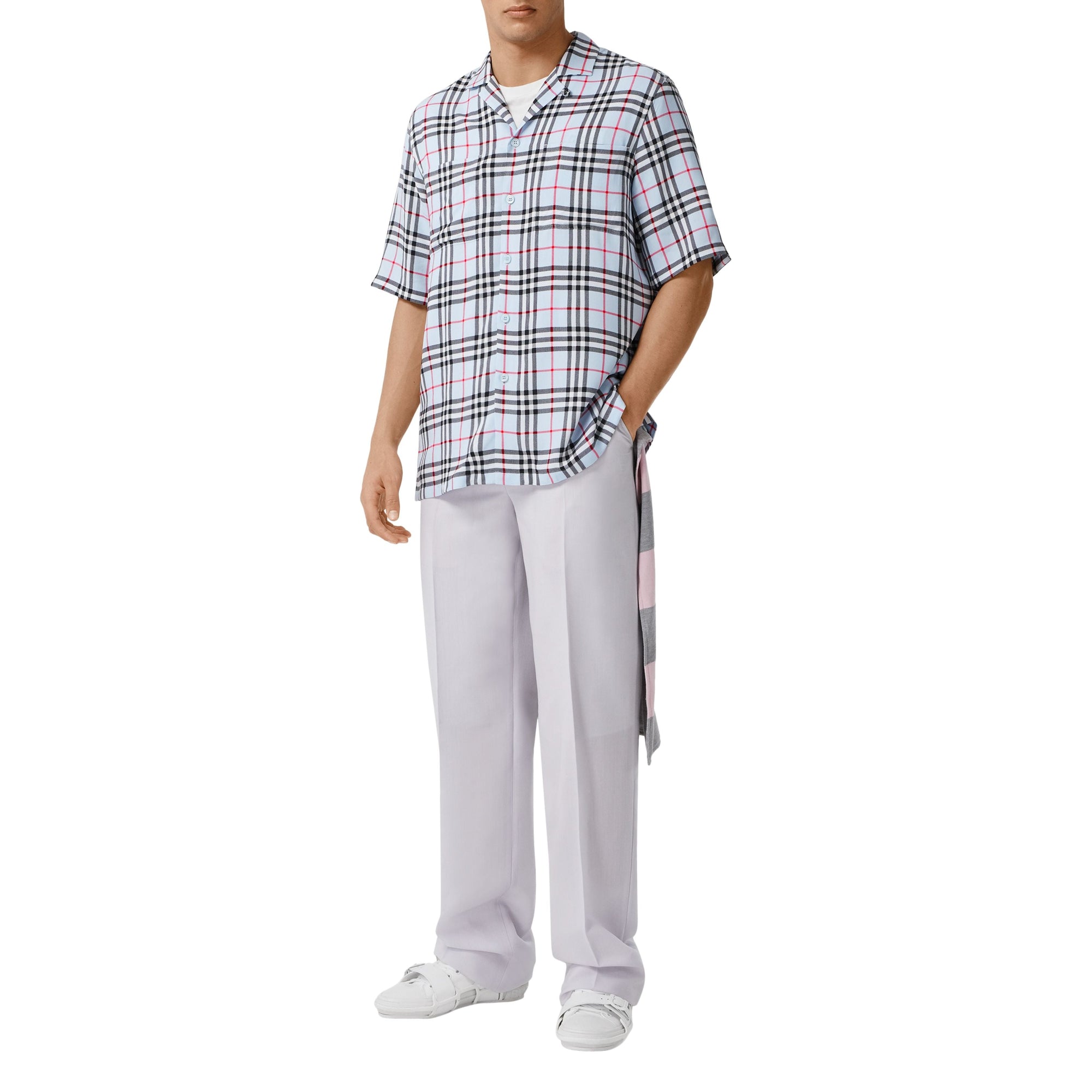 Chemise à manches courtes en sergé Vintage check - Pale Blue