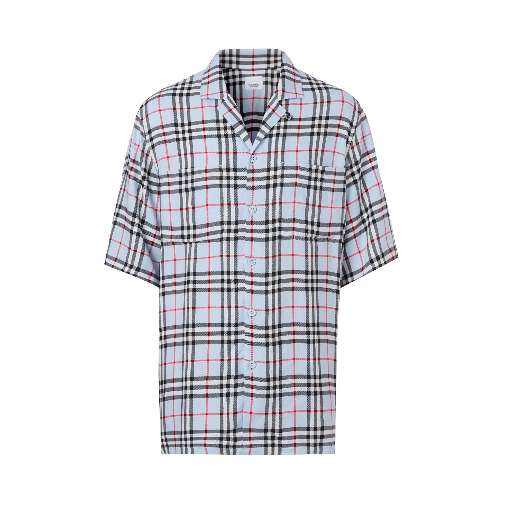 Chemise à manches courtes en sergé Vintage check - Pale Blue