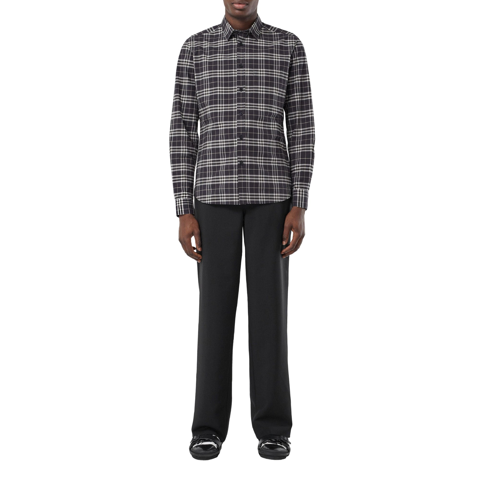 Chemise en coton stretch micro-check - Dark Regency