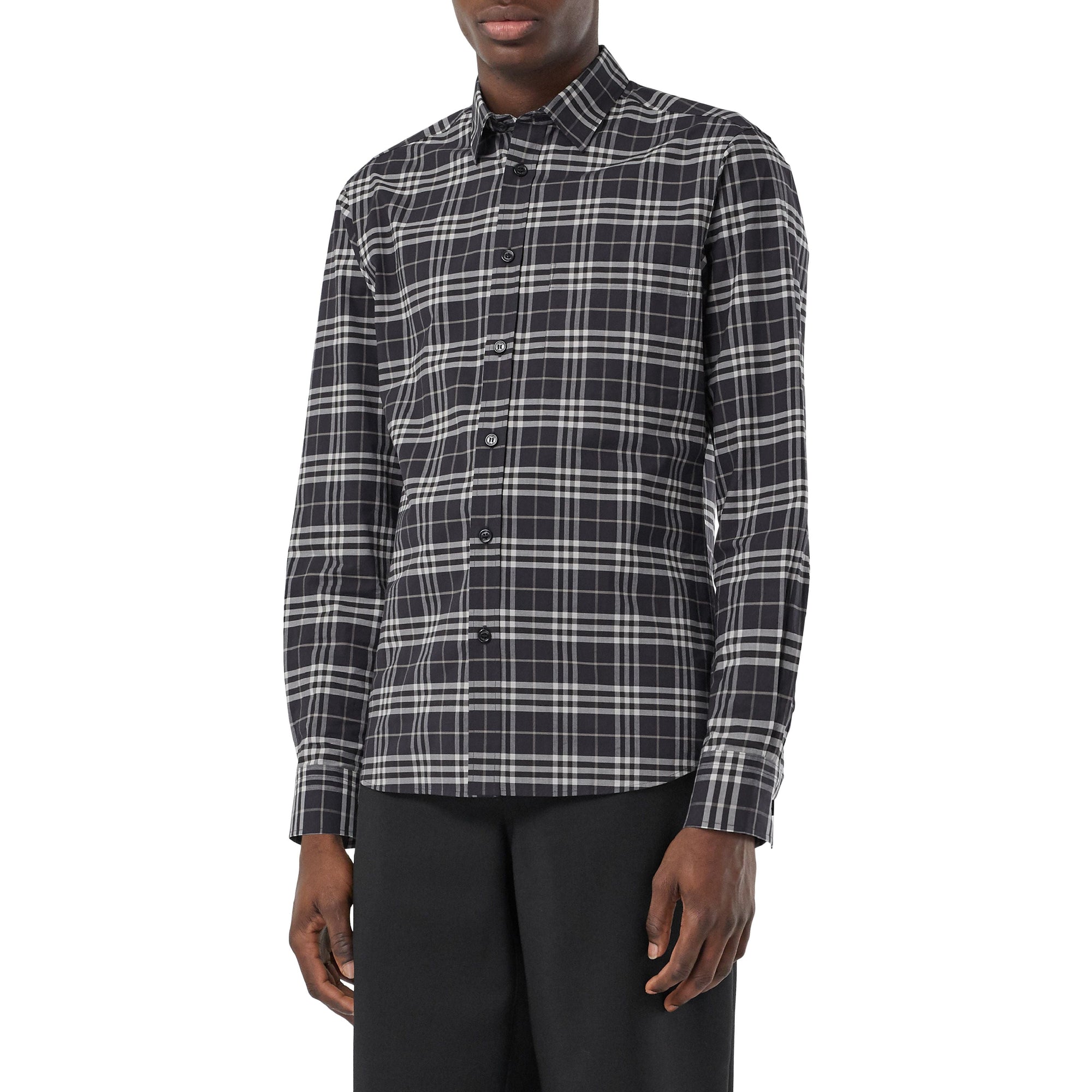 Chemise en coton stretch micro-check - Dark Regency