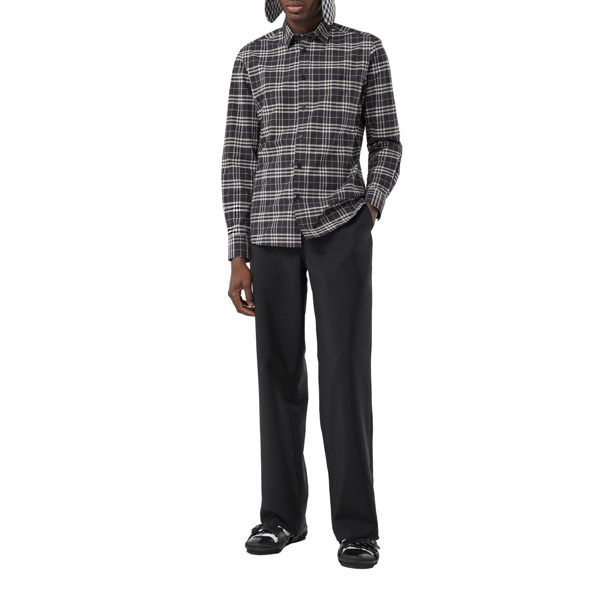 Chemise en coton stretch micro-check - Dark Regency