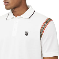 Polo en coton Monogram à rayures iconiques - White