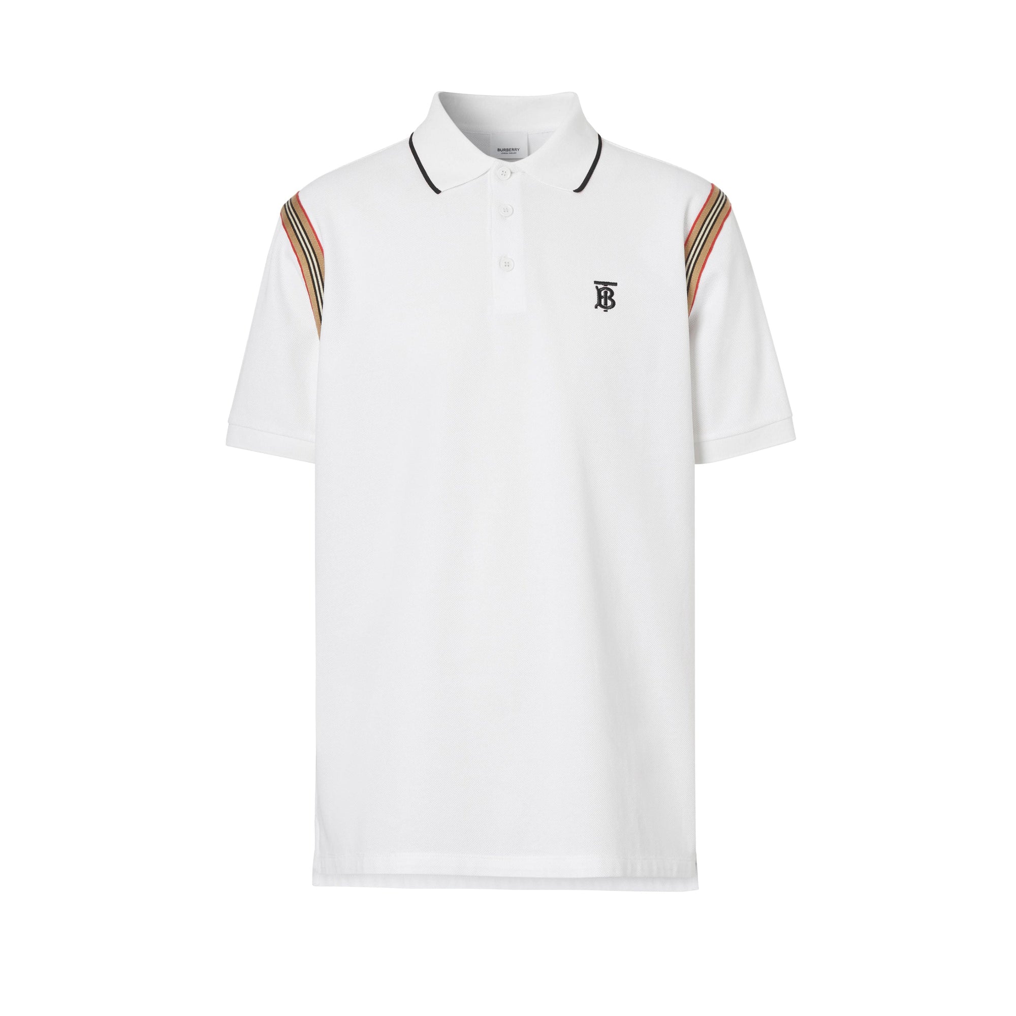 Polo en coton Monogram à rayures iconiques - White