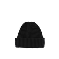 Bonnet en cachemire côtelé à rayures iconiques - Black