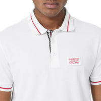 Polo en piqué de coton avec logo appliqué - White
